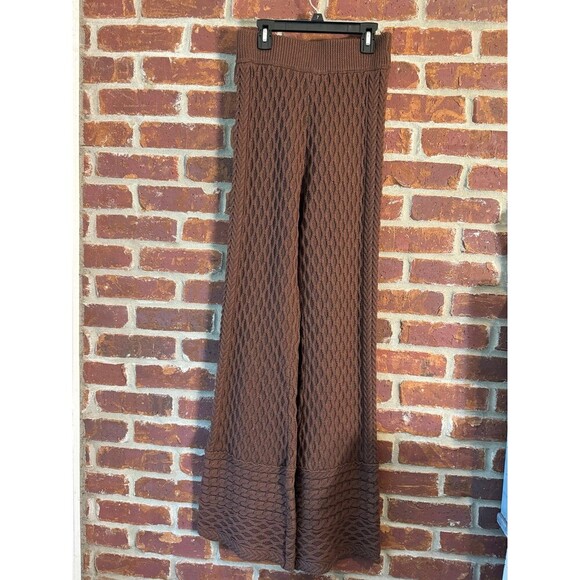 Veiled Vanessa Diamond Knit Wide Leg Pants -‎ Dark Brown small - Picture 2 of 9
